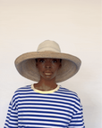 Lola Big Bread Basket Hat Natural/Cobalt