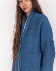 Andean Wool Bomber Cardi, Azul Claro