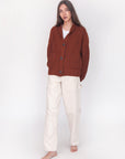 Andean Wool Bomber Cardi, Castaña