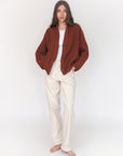 Andean Wool Bomber Cardi, Castaña