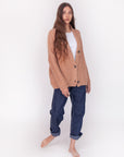 Huacaya Alpaca Cardigan, Peach