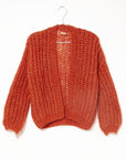 Hilma Hand Knit Alpaca Cardigan, Rust