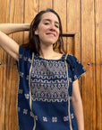 Amuzgo Top Natural Indigo
