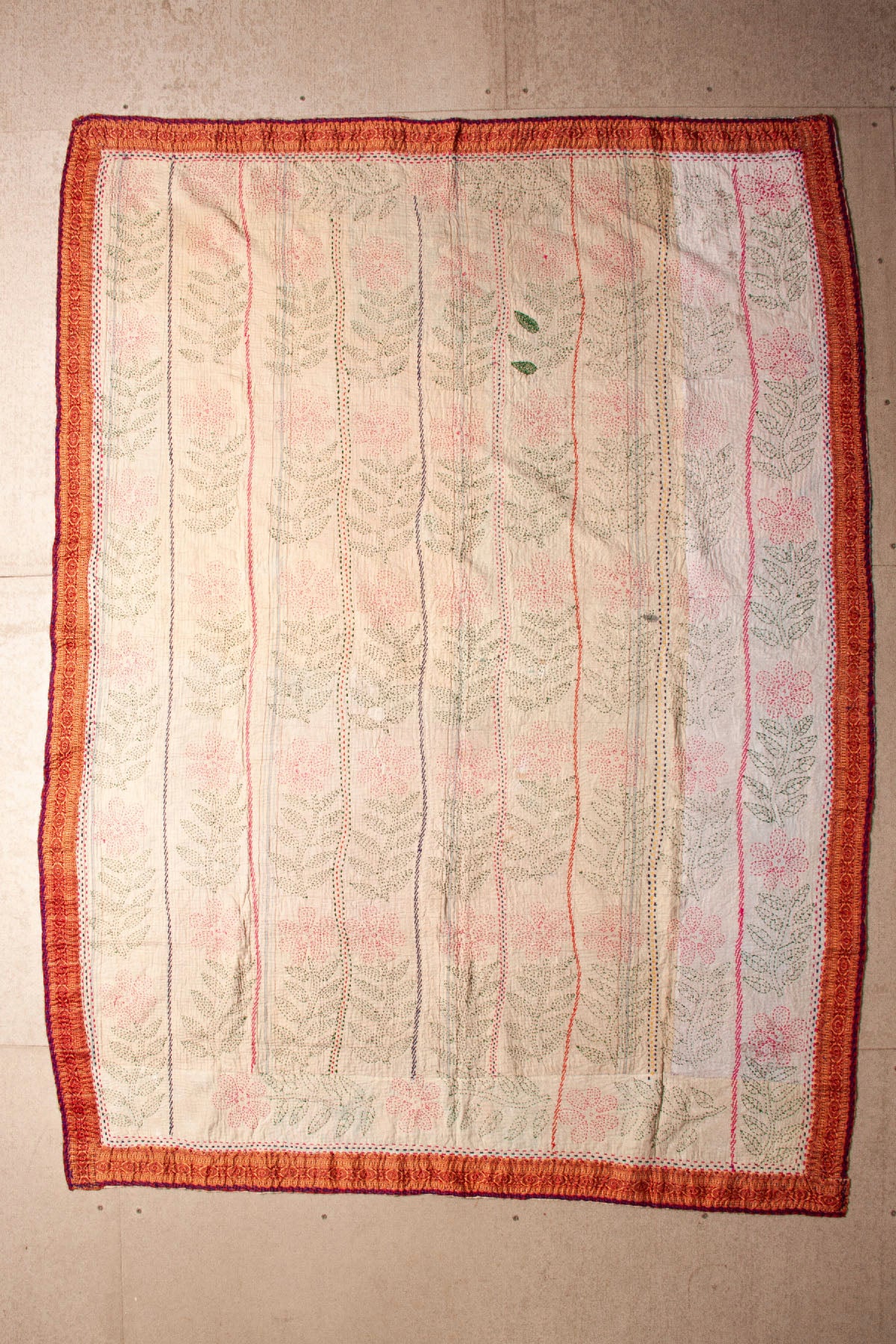 Vintage Dowry Kantha Blanket,