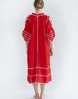 Sirena Dress Long Sleeves - Natural on Red
