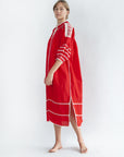 Sirena Dress Long Sleeves - Natural on Red