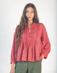 Alma Tiny Checks Top - Red