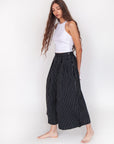 Danae Stripe Skirt Pant - Black