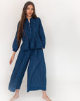 Alma Double Stripe Top - Natural Indigo