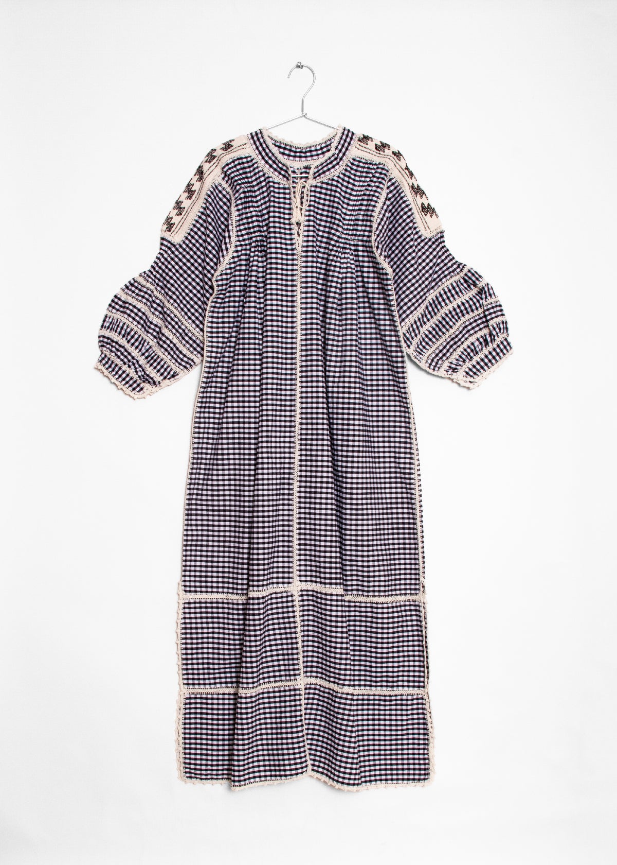 Sirena Dress Long Sleeves Gingham - Black