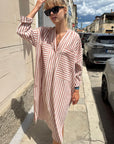 Pocket Caftan - Terracotta Stripe by Two