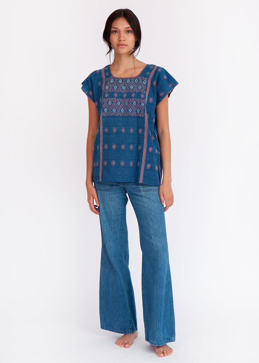Amuzgo Top Natural Indigo