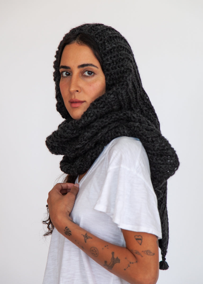 Freya Alpaca Triangle Scarf - Charcoal