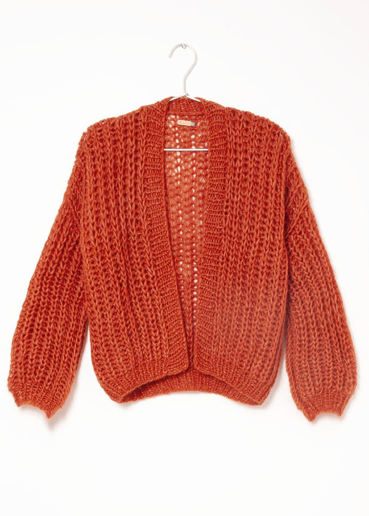 Hilma Hand Knit Alpaca Cardigan, Rust