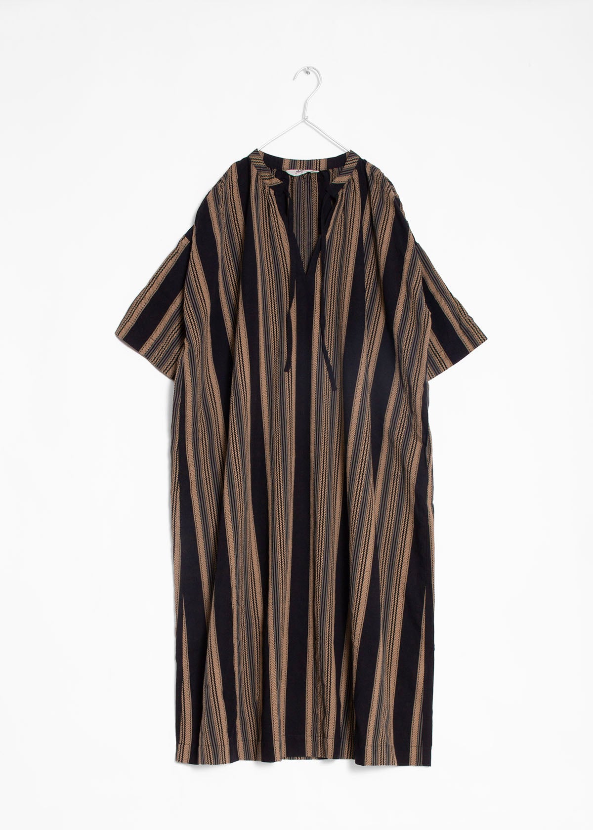 Ichi Antiquitiés Jacquard Stripes Dress - Black/Beige
