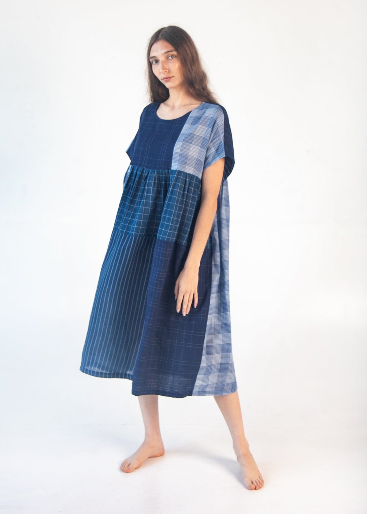 Calliope Patchwork Dress - Natural Indigo