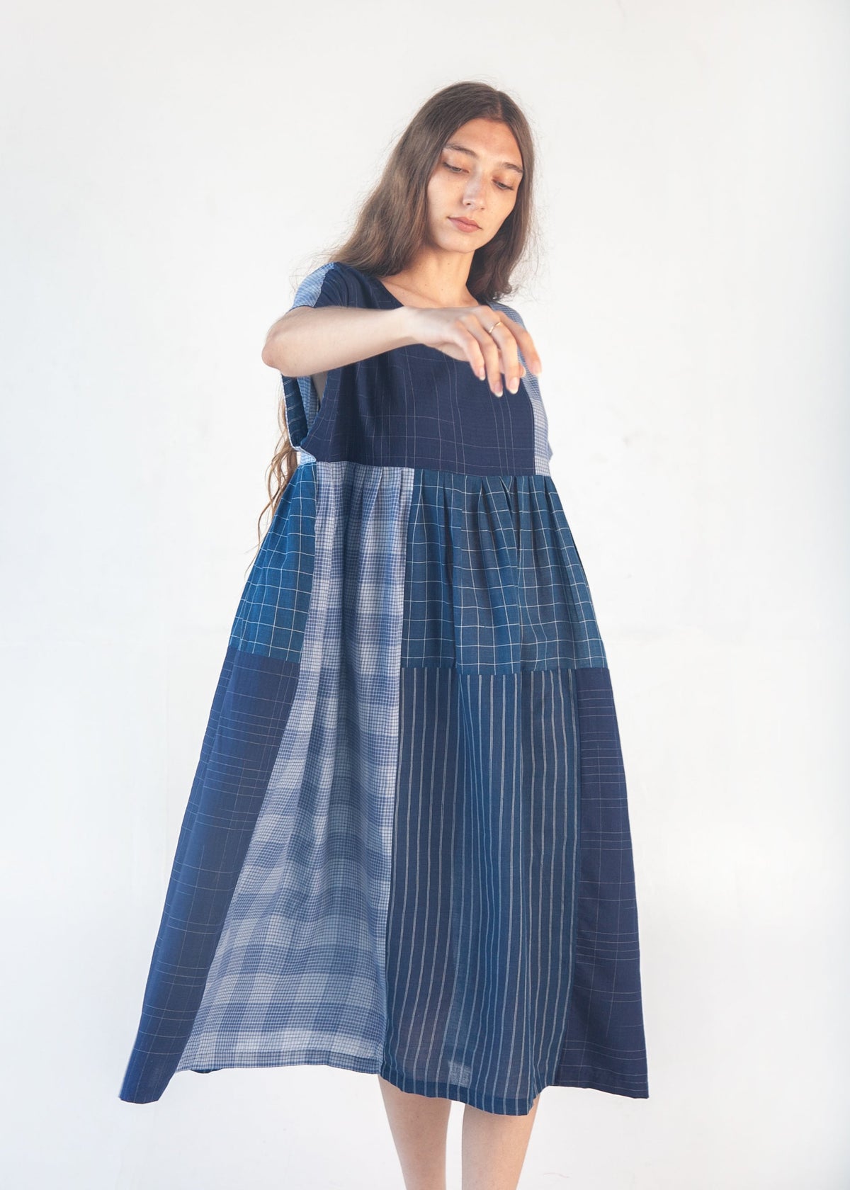 Calliope Patchwork Dress - Natural Indigo
