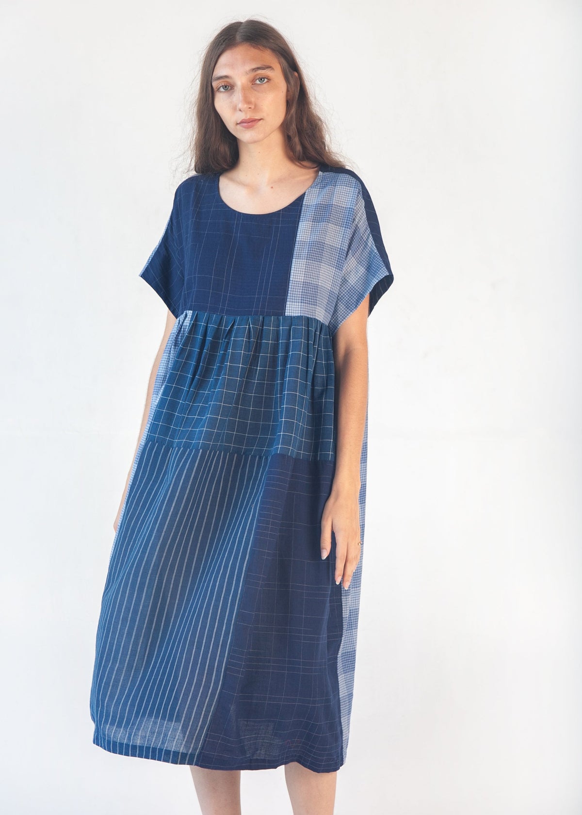 Calliope Patchwork Dress - Natural Indigo