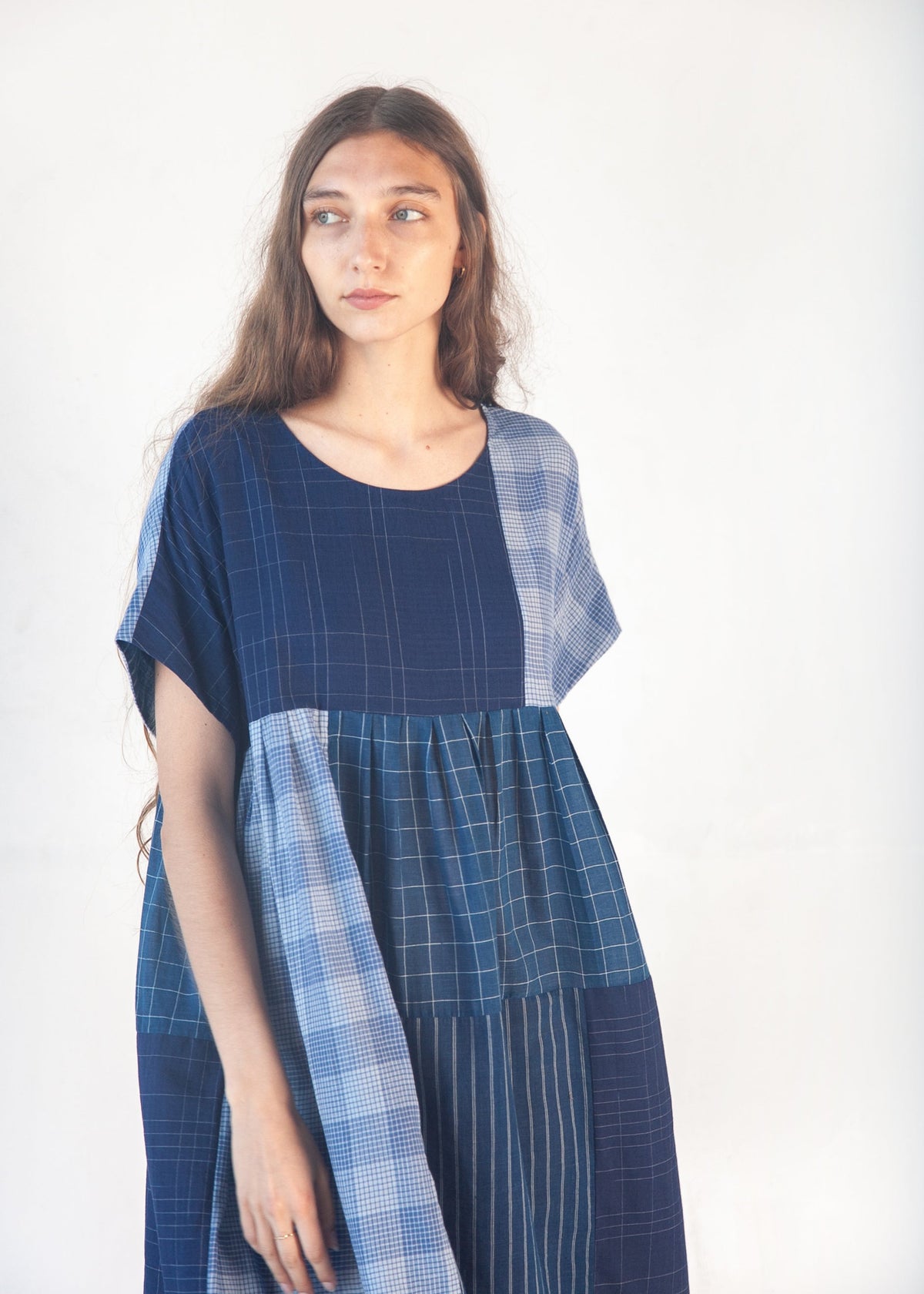 Calliope Patchwork Dress - Natural Indigo