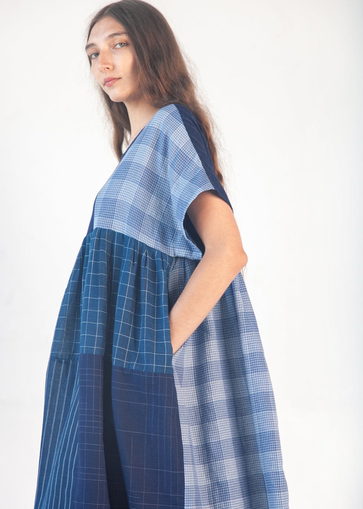 Calliope Patchwork Dress - Natural Indigo