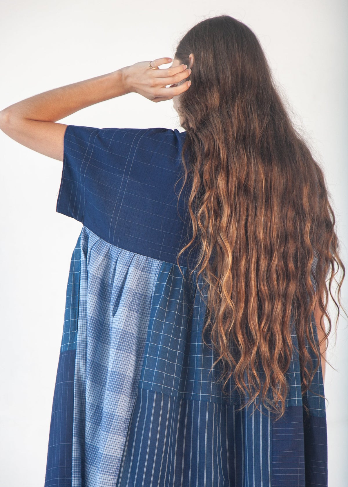 Calliope Patchwork Dress - Natural Indigo