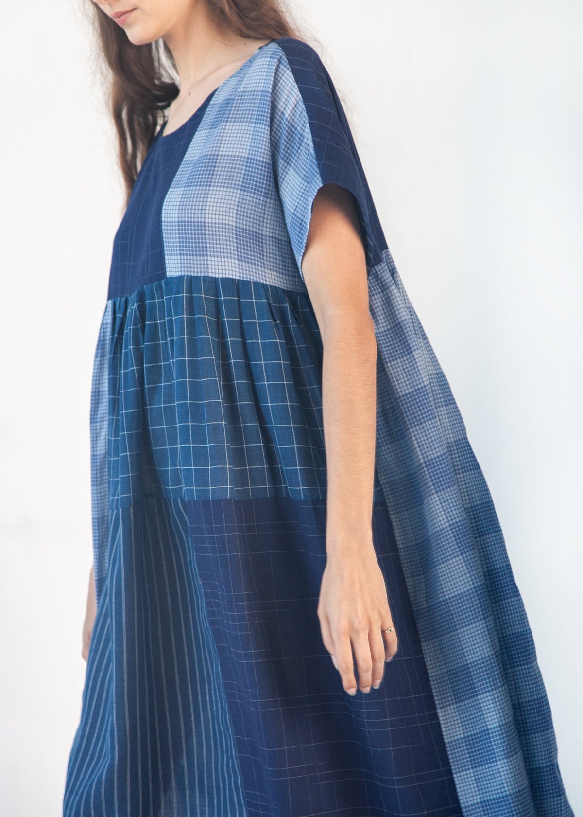 Calliope Patchwork Dress - Natural Indigo