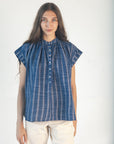 Maia Multi Pin Stripe Top - Natural Indigo