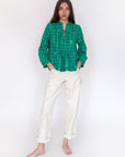 Alma Check Jamdani Top - Mint