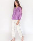 Alma Check Jamdani Top - Violetta