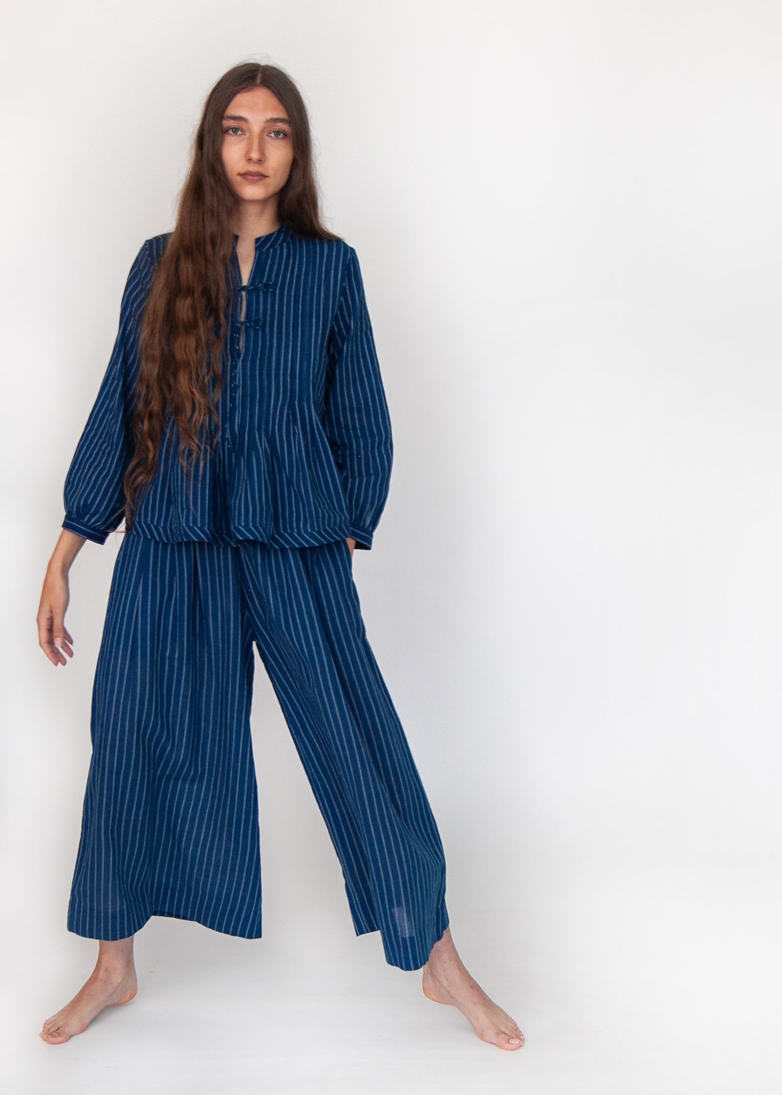 Danae Double Stripe Skirt Pant - Natural Indigo
