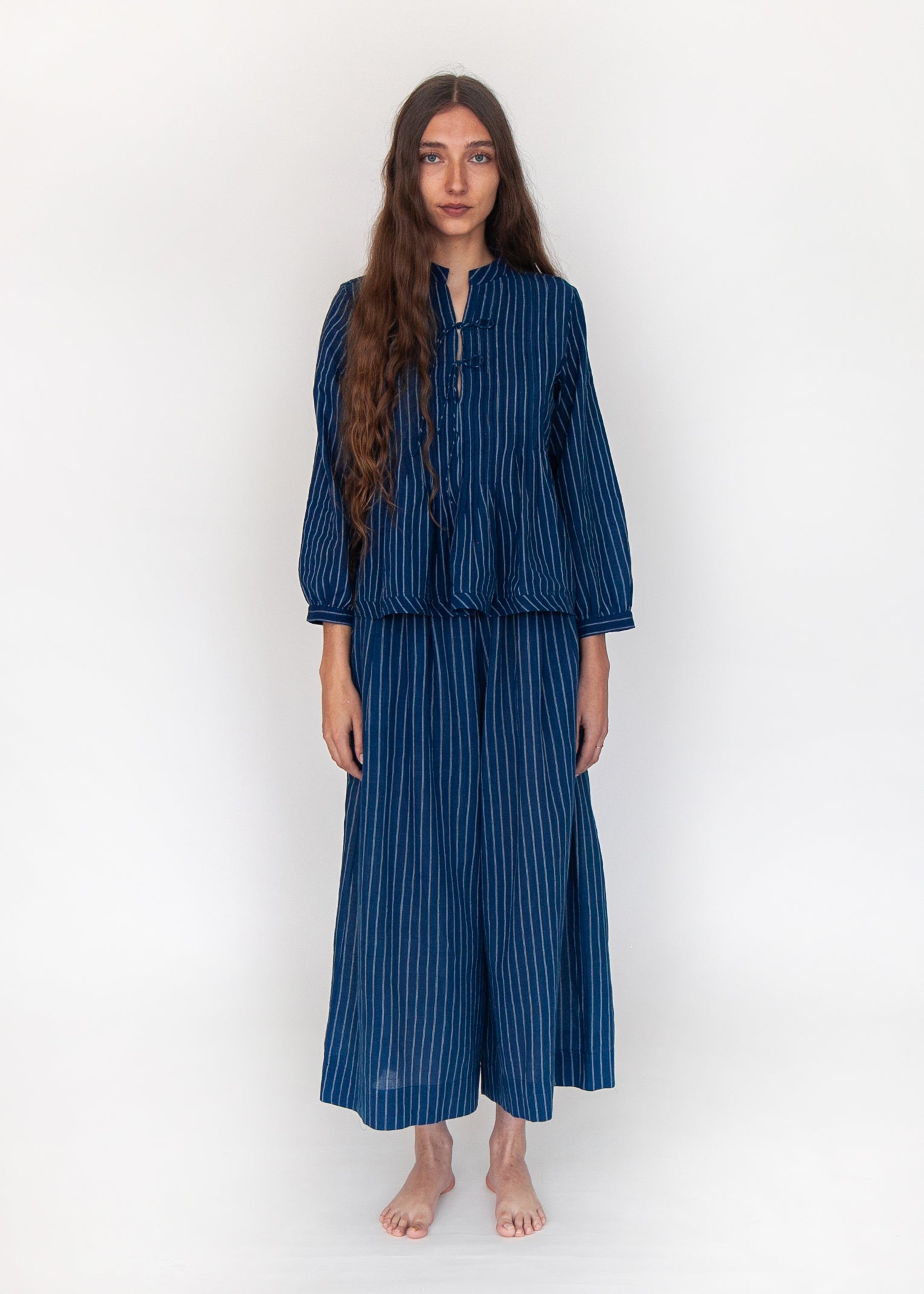 Danae Double Stripe Skirt Pant - Natural Indigo