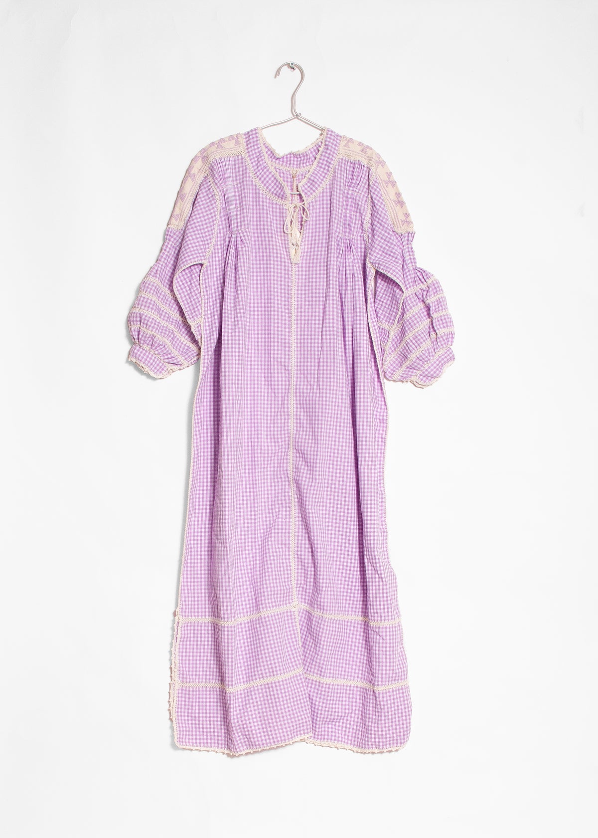 Sirena Dress Long Sleeves Gingham - Lilac
