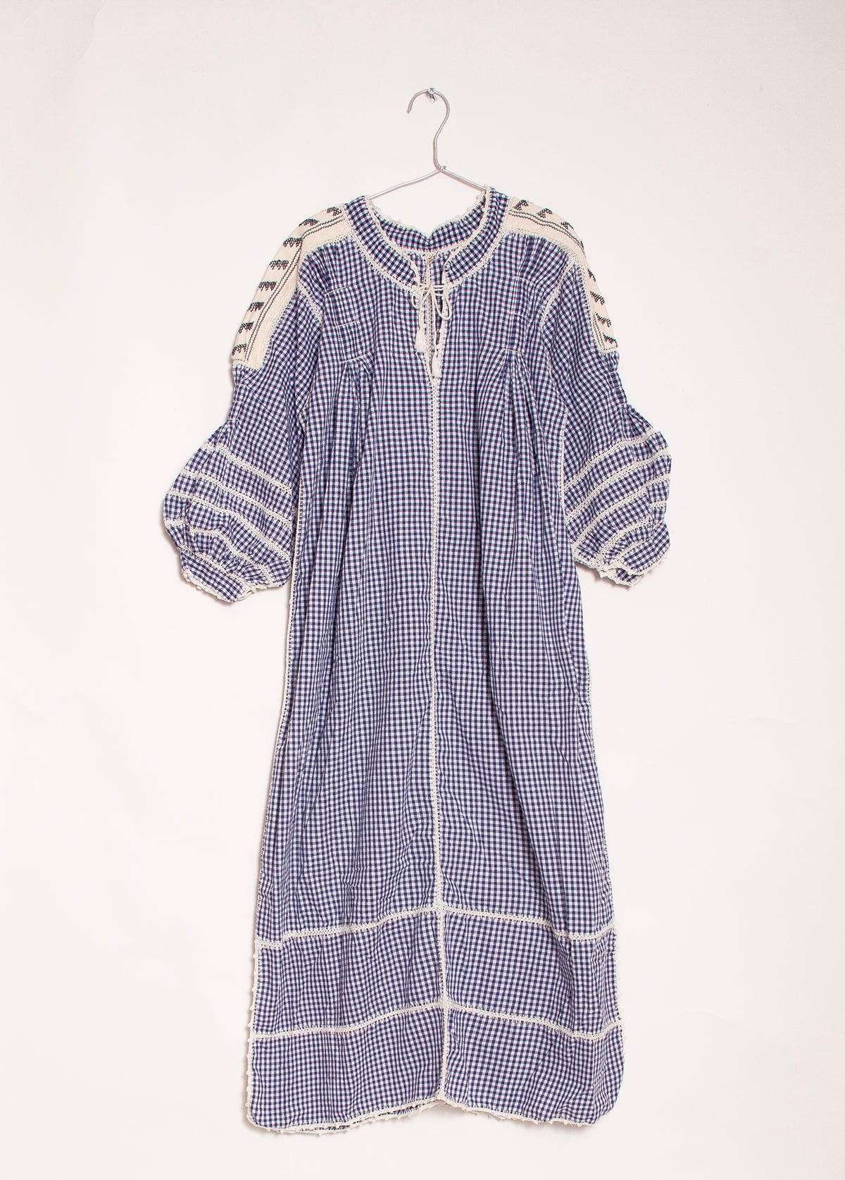Sirena Dress Long Sleeves Gingham - Navy