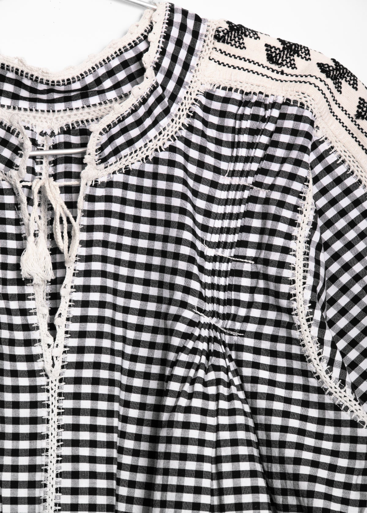 Sirena Dress Long Sleeves Gingham - Black