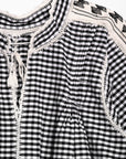 Sirena Dress Long Sleeves Gingham - Black