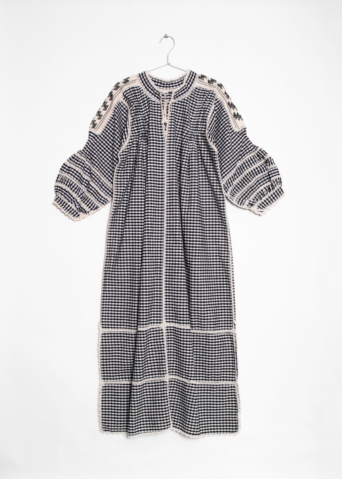 Sirena Dress Long Sleeves Gingham - Black