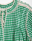 Sirena Dress Long Sleeves Gingham - Green