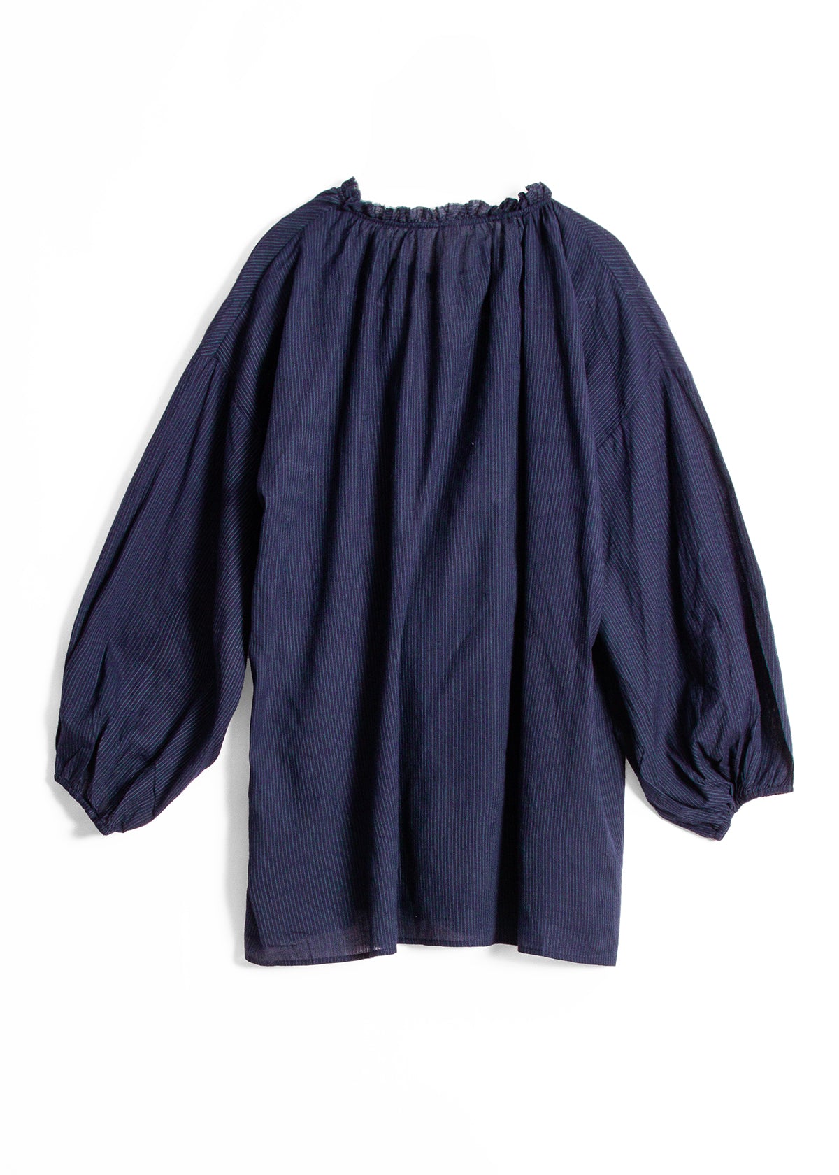 Ruffle Shirt - Navy Pinstripe by Two