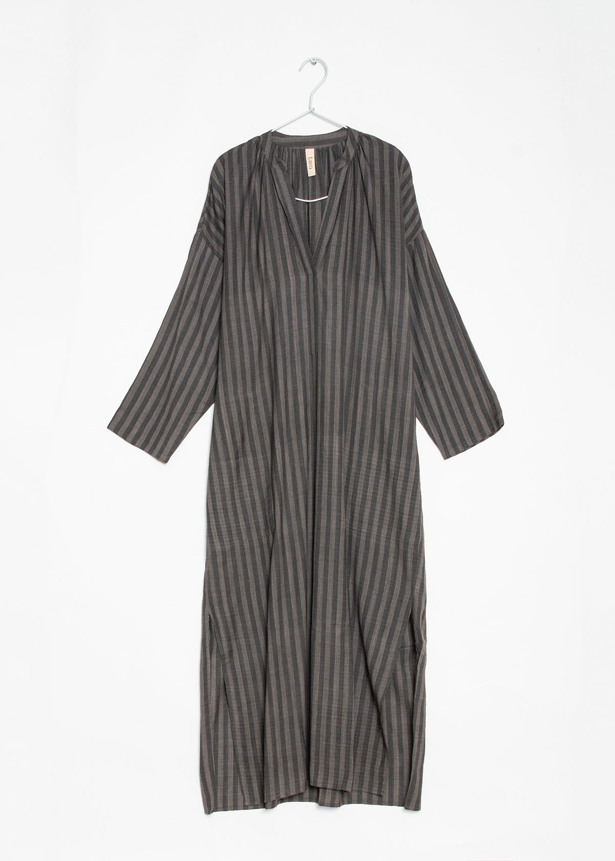 Long Caftan - Grey Stripe By Two